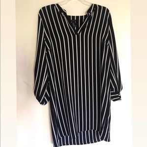 New black striped casual dress